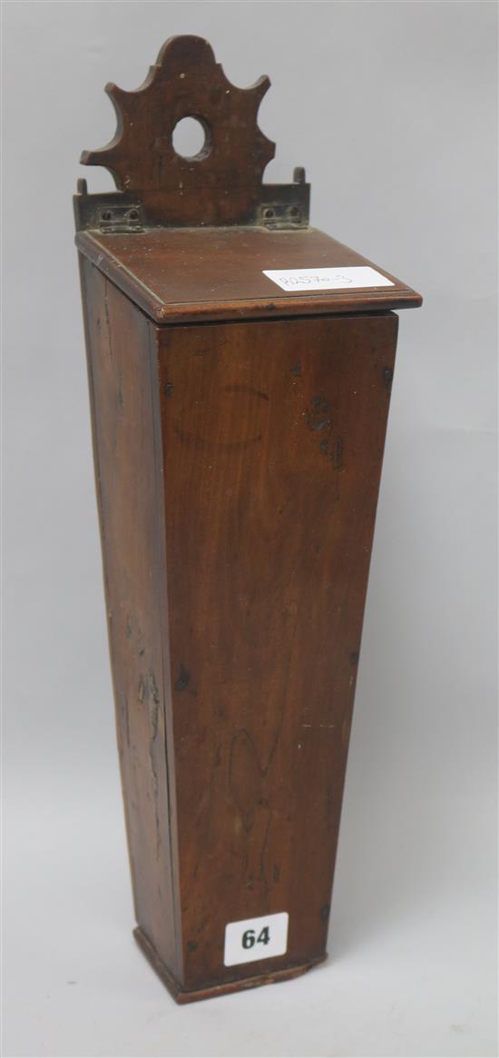An early 19th century yew candle box